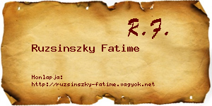Ruzsinszky Fatime névjegykártya